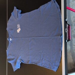 Blue Tee with Floral Detail